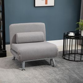 Single Sofa Bed Sleeper Foldable Portable Pillow Lounge Couch Living Room Furniture - Grey