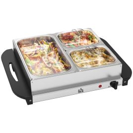HERON 4.5L Stainless Steel Electric Buffet Server, with 3x Trays and Lids