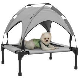 Cooling Raised Pet Bed w/ Washable Breathable Mesh, for Small Medium Dogs, 76 x 61 x 69.5cm - Light Grey