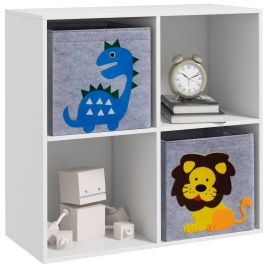 Kids Toy Box with Two Non-Woven Fabric Drawers - White