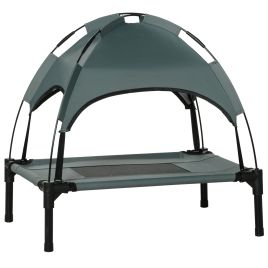 61 cm Elevated Portable Dog Cot Cooling Pet Bed with UV Protection Canopy Shade