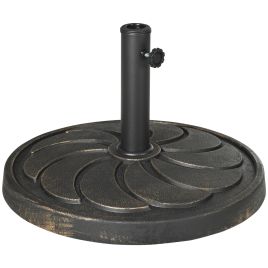 18kg Resin Garden Parasol Base, Round Outdoor Market Umbrella Stand Weight for Poles of ?38mm to ?48mm, Bronze