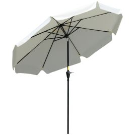 2.66m Patio Umbrella Garden Parasol Outdoor Sun Shade Table Umbrella with Ruffles, 8 Sturdy Ribs, Cream White