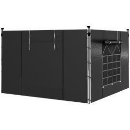 Gazebo Side Panels, 2 Pack Sides Replacement, for 3x3(m) or 3x6m Pop Up Gazebo, with Windows and Doors, Black