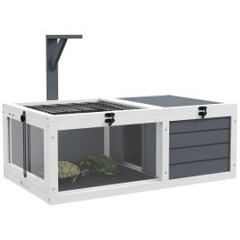 Shelley Tortoise Table with Wooden Lamp Holder Openable Lids Pull-Out Trays - Grey