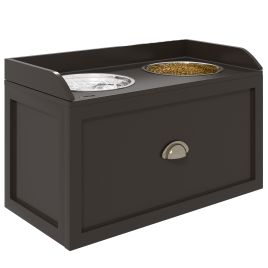 Shelley Stainless Steel Raised Dog Bowls with Storage Drawer for Large Dogs - Brown