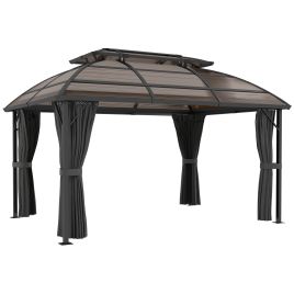 Jones 4 x 3m Polycarbonate Gazebo with Curtains - Brown