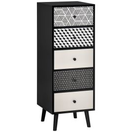 Black Chest of Drawers - HERON Tallboy Medium Chest 5 Drawers