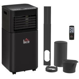 7000BTU 4-In-1 Compact Portable Mobile Air Conditioner Unit Cooling Dehumidifying Ventilating w/ Fan Remote LED 24H Timer Auto Shut-Down Black