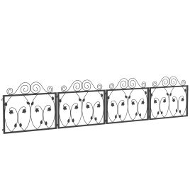 4 Pack Garden Fence, Metal Wire Fencing Border, Scroll Flower Edging Animal Barrier for Landscape, Garden, Black