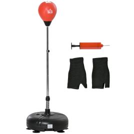HERON Punching Bag with Stand, Free Standing Boxing Bag Set, Speed Bag with Speedball Adjustable Height from 132cm to 158cm for Teens, Red