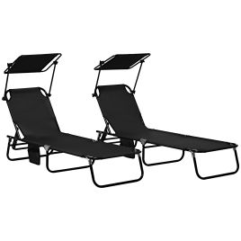 Folding Chaise Lounge Pool Chairs, Outdoor Sun Tanning Chairs, Reclining Back, Steel Frame & Breathable Mesh for Beach, Yard, Patio, Black