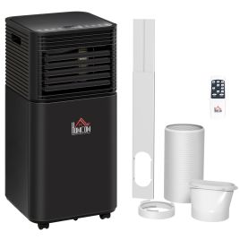 5000 BTU 4-In-1 Compact Portable Mobile Air Conditioner Unit Cooling Dehumidifying Ventilating w/ Fan Remote LED 24hTimer Auto Shut-Down Black