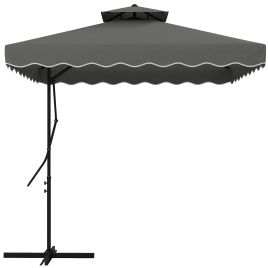 2.5m Square Double Top Garden Parasol Cantilever Umbrella with Ruffles, Dark Grey