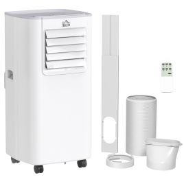 5000 BTU 4-In-1 Compact Portable Mobile Air Conditioner Unit Cooling Dehumidifying Ventilating w/ Fan Remote LED 24hTimer Auto Shut Down White