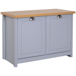 Shoe Cabinet, 2 Doors Hallway Cupboard, Storage Organiser with Shelf, Entryway Shoe Bench, Bathroom Furniture, Grey