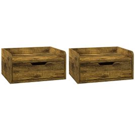 Scott Floating Nightstand Set of 2 Wall Mounted - Rustic Brown