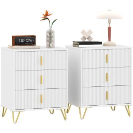 NUVINA White Chest of Drawers - Small-sized, 3 Drawers, Set of 2