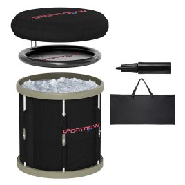 SPORTEDGE Ice Bath Tub Outdoor, 210L Portable Cold Water Therapy Tub, Recovery Cold Plunge Pool with Lid, Cover and Carry Bag for Athletes, Black