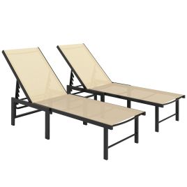 SUNVISTA Set of Two Reclining Sun Loungers - Khaki