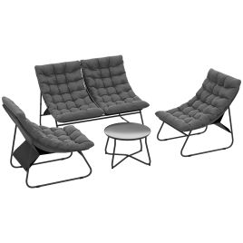 SUNVISTA Four-Piece Curved Seat Garden Sofa Set - Grey/Black
