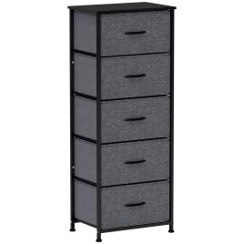 DRAWELLE Grey Chest of Drawers - Tallboy, Medium-sized, 5 Drawers, Fabric Drawers