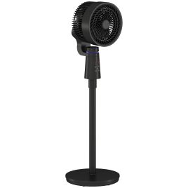 HERON Pedestal Air Circulation Fan with Oscillating, Light Off, Black
