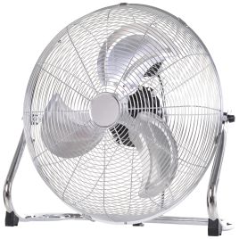 20" Chrome Silver Metal Floor Fan High Velocity 3 Speed Settings Wind Low Noise Adjustable Fan Head 100W