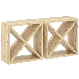 MALTRYNNE X Shaped Squre Wine Rack for 24 Bottle - Light Wood