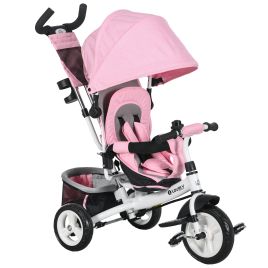 Scott 4 in 1 Kids Trike Push Bike with Push Handle and Canopy - Pink and White