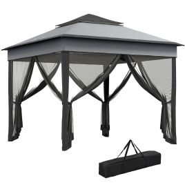 3 x 3(m) Pop Up Gazebo, Height Adjustable Instant Event Shelter with Netting and Carrying Bag, Grey