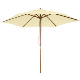 2.5m Wood Wooden Garden Parasol Sun Shade Patio Outdoor Umbrella Canopy New(Beige)