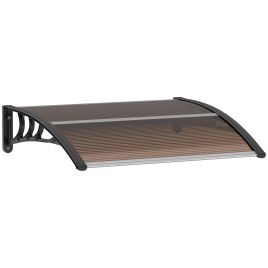 Curved Window Door Canopy Aluminium Rigid Plastic Polycarbonate Fixed Outdoor Awning Modern Design UV Water Rain Resist Brown