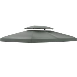 3x4m Gazebo Replacement Roof Canopy 2 Tier Top UV Cover Garden Patio Outdoor Sun Awning Shelters Deep Grey (TOP ONLY)