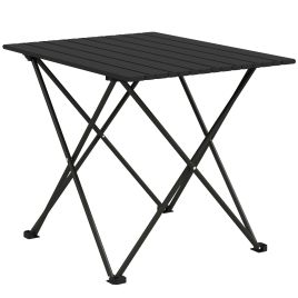 SUNVISTA Folding Camping Table, Lightweight Metal Picnic Table with Carry Bag, Foldable Table for Outdoor Camping, Picnic, Hiking, Black