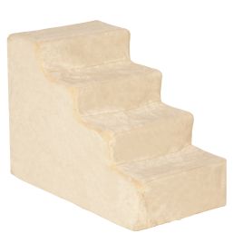 Dog Steps 4-Steps Design with Washable Plush Cover for High Bed Sofa, Dog Stairs for Small Dog and Cat