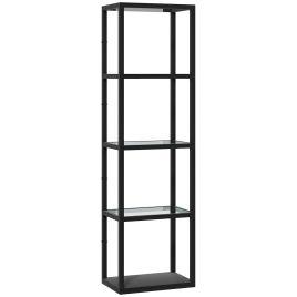 HERON LED Floor Lamp with Glass Shelves 4 Layers Dimmable Standing Lamp - Black