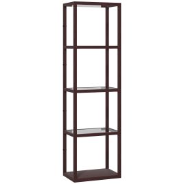 HERON LED Floor Lamp with Glass Shelves 4 Layers Dimmable Standing Lamp - Dark Brown