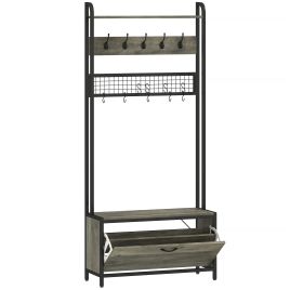 HERON 5 In 1 Industrial Style Hallway Tree - Grey Black