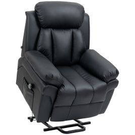 CORVIN Faux Leather Electric Recliner Armchair - Black