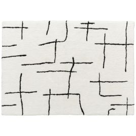 ATHELBY Modern Fluffy Area Rug Polyester Geometric Pattern - Cream