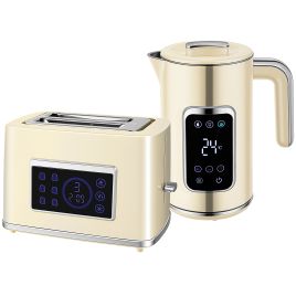 DENRIC Kettle and Toaster Set Touch Screen Modern Style - Cream