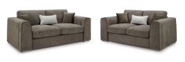 Cantrell Soft Chenille Fabric 3 and 2 Sofa Set Set - Mocha