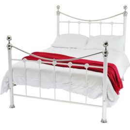 Cambridge Elegant Chrome Metal Bed Frame - 5ft Kingsize - White