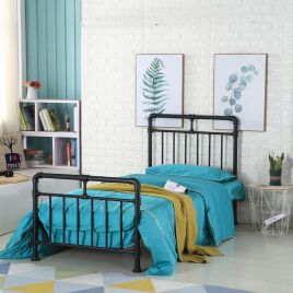 Industrial Look Metal PIPE Bed - Single 3ft - Black