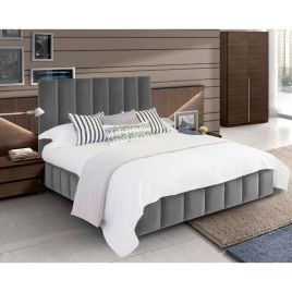 Nora Plush Velvet Fabric Bed, Grey Colour - 5 Sizes