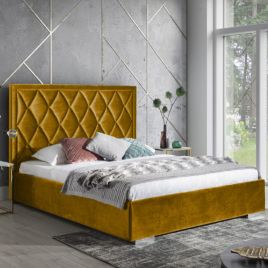 Beauty Plush Velvet Fabric Bed, Mustard Colour - 5 Sizes