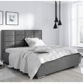 Bulia Plush Velvet Fabric Bed, Grey Colour - 5 Sizes