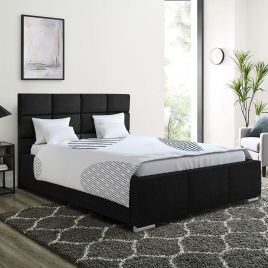 Gerali Plush Velvet Fabric Bed, Black Colour - 5 Sizes