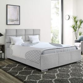 Gerali Plush Velvet Fabric Bed, Silver Colour - 5 Sizes